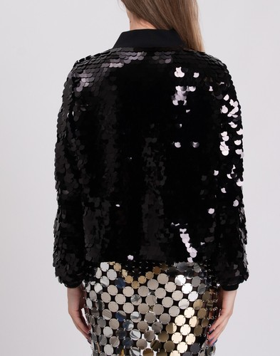RRP €990 HERNO Tulle Bomber Jacket IT40 US4 UK8 XS Lined Sequins Made in Italy - Foto 7 di 12