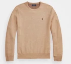 Polo Ralph Lauren Pima Texture Knit Crew Sweatshirt Beige Camel Mens Size Large