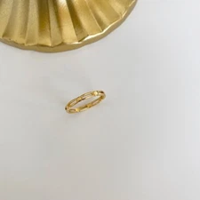 Woman 18k Gold Plated Stainless Steel 2mm Thin Chain Shape Band Ring Joint Ring