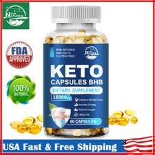 KETO BHB 15000mg Ketone FAT BURNER RAPID Weight Loss Diet Pills Ketosis 60 Caps