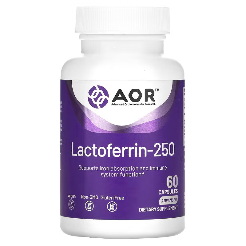 Advanced Orthomolecular Research AOR, Lactoferrina-250, 60 Cápsulas,, Caducidad" 2027