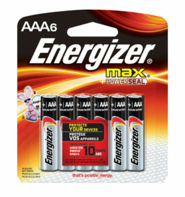 6 Energizer AAA Max Alkaline Batteries + Powerseal Alkaline Batteries