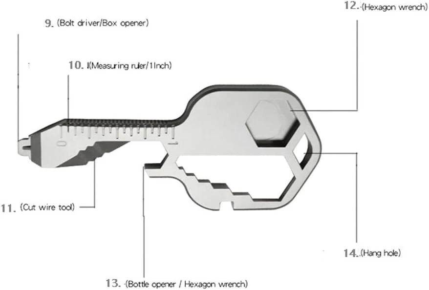 Bronze Multi-Tool Keychain Screwdriver for Camping Survival Outdoor Gear