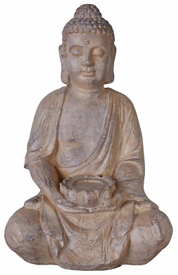 PALAZZO INT Statua Buddha con ciotola di loto scultura feng shui yoga meditazione statua 52 cm ZEN