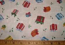 DAISY KINGDOM Fabric - Tossed Gifts on White - 17" REMNANT