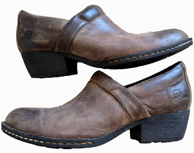 Børn ''Kinney'' Brown Leather Slip-On Mules Clogs Hand Crafted Womens Size 8 EU 39