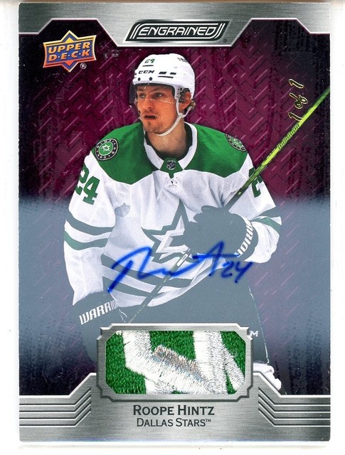 2023-24 Upper Deck Engrained Roope Hintz Patch Auto TRUE 1/1 (GD)