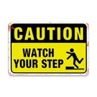Room Vintage Tin Metal Signs Home Décor "Caution Watch Your Step" Safety Warning