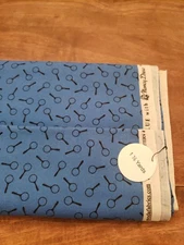 1 1/2 Yards Nancy Drew Blue Magnifying Glass Fabric. 100% Cotton. Prewashed