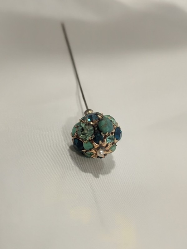 Vintage Green Stone Hat Pin