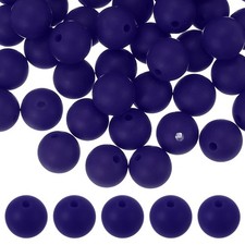 60 Pcs Silicone Beads, 9mm Bulk Beads for Keychain Making, Navy Blue