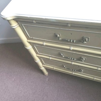 Henry Link Faux Bamboo Dresser Coastal Hollywood Regency 6 drawer
