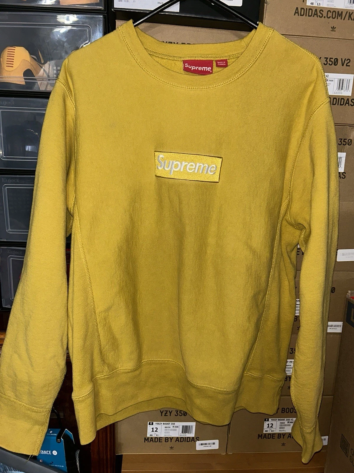 Logo Supreme Box col rond moutarde taille M FW18