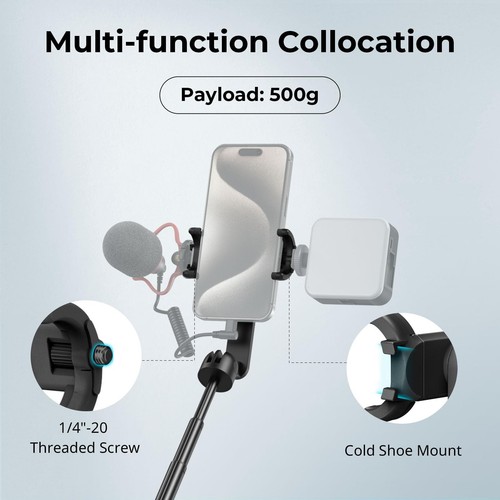 Phone Tripod Stand w Remote, 51" Portable Selfie Stick, for iPhone, Android, ... - Bild 2 von 9