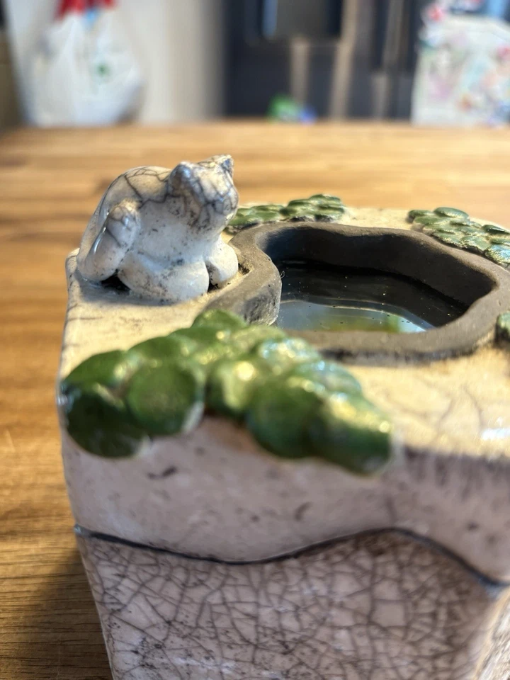 Handmade Trinket Box With Cat Mirror Pond And Greenery Beautifully Detailed OOAK - Image 3 of 4