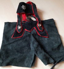 Kleine Seppelhose Lederhose für TEDDIES Puppen SCHWARZ, 22 cm Länge  HANDARBEIT