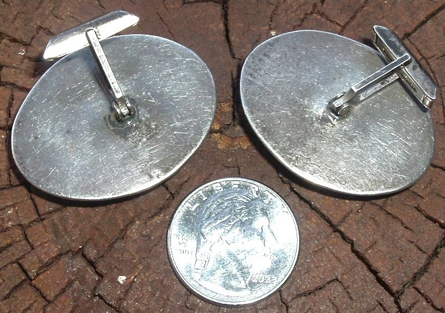 真正令人惊叹、旧、大号、纯银和玛瑙 NAVAJO CUFFLINKS! — 第 3/4 张图片