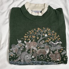 VTG Morning Sun Nature Wildlife Animal Green Sweatshirt
