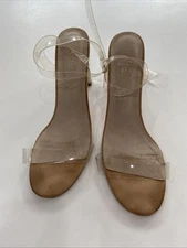 RAYE X REVOLVE SZ 10 Alta Heel Nude Clear Transparent Vinyl Wrap Ankle SANDAL