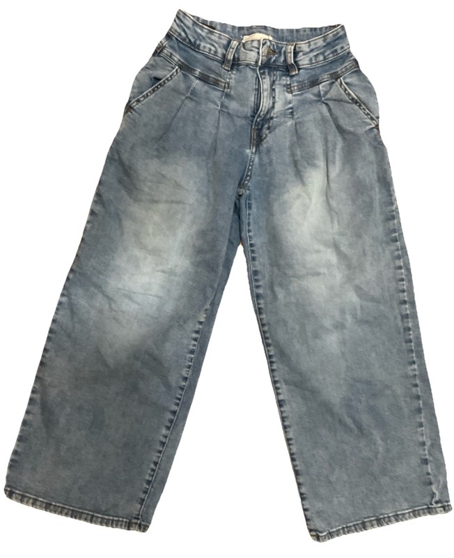 Habitual Wide Leg Jeans Girls Size 12 Blue Pleated Front Medium Wash Pockets