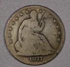 1877-CC "Liberty Seated" Half-Dollar SILVER Coin, Variety 4, Good