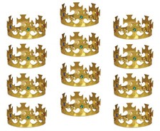Beistle 60250-GD Plastic Jeweled King's Crowns 12-Count Gold Adjustable