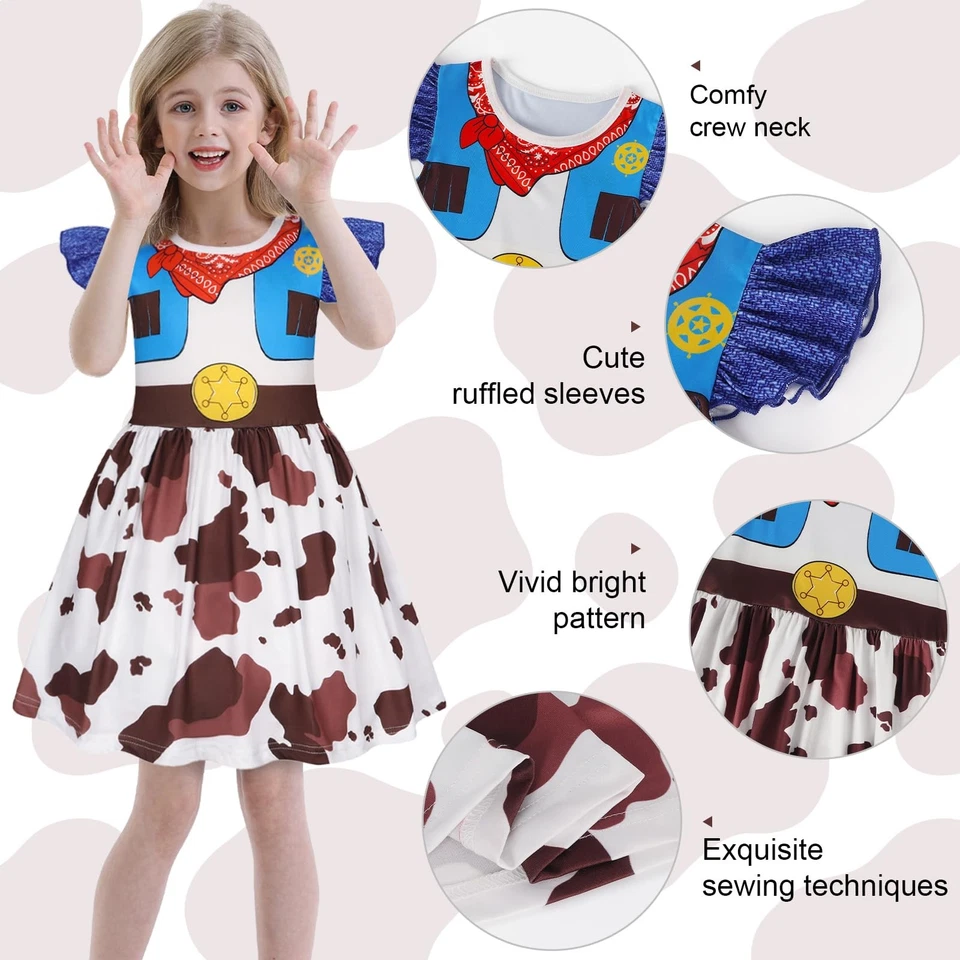 Vestido fantasia de vaqueira infantil para Halloween, aniversário, festa - 2-3T - Imagem 4 de 4