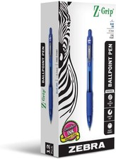 Zebra Z-Grip 0.7mm Blue Retractable Ballpoint Pens 12 Pack