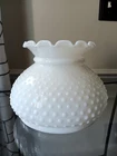 Vintage White Milk Glass Hobnail 7” Student Oil Lamp Shade Farmhouse Cottage