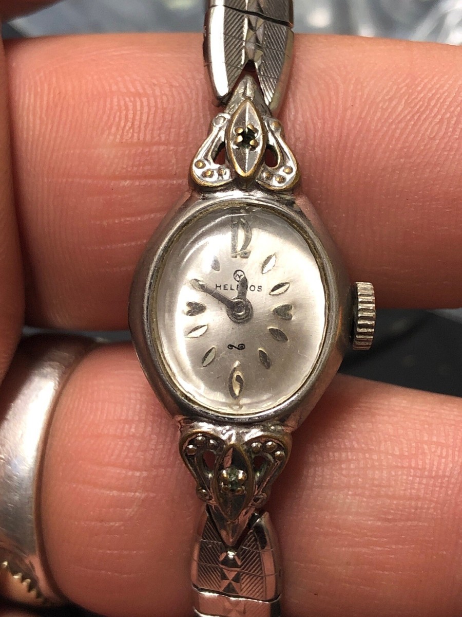 WORKING* Vintage Antique 1960s Ladies Helbros Mechanical Silver