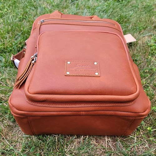 S-Zone Distressed Leather Backpack with Top Handle Pockets Laptop Safe Pocket