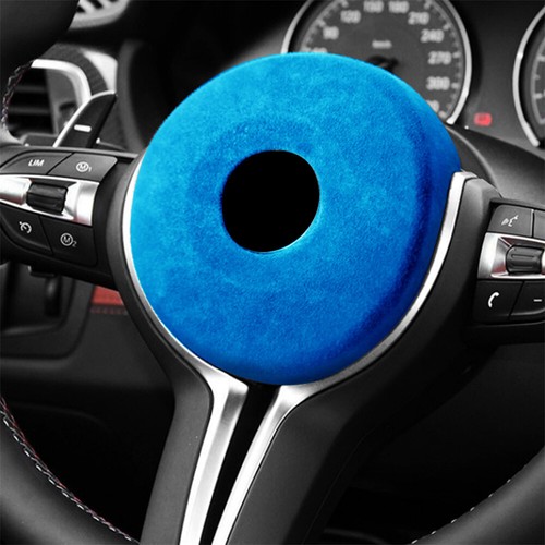 Suede Blue Steering Wheel Panel Cover For BMW M-Sport F22 F23 F30 F34 F10 X5 X6 - Picture 5 of 11