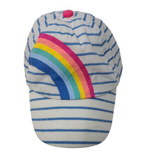 Unbranded Boy's Stretchy Hat Blue White Striped 100 Cotton Rainbow