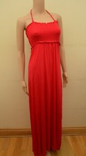 New M&S Red OR Navy Halter Shirred Beach Maxi Dress Sz UK S M L XL