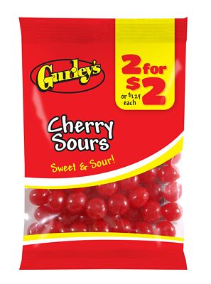 Gurley's Tangy Cherry Sours, Sour Chewy Candy, Bursting with Flavor (Pack of 12)