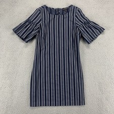 Banana Republic Dress Womens 4 Blue White Stripe Spring Casual Short Sleeve