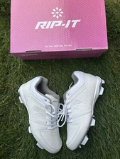 RINGOR RIP-IT GIRLS MOLDED DIAMOND SOFTBALL CLEATS WHITE NWB SIZE 5.5