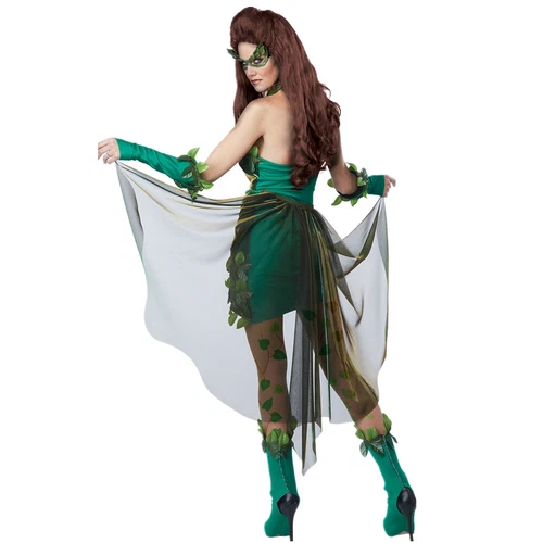 2025 Ladies Green Lethal Beauty Poison Ivy Costume Halloween Fancy Dress Outfit - Picture 6 of 12