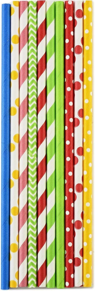 Pajitas de papel Norpro, Fiesta (paquete de 200), 100 % 7,75", multicolor  Foto 3 de 4