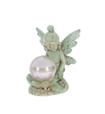 Ganz Mini Garden FAIRY Figurine Holding Clear Crystal Ball +Card 1 3/4"H x 1"