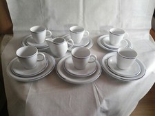 Kaffee Service Mitterteich Porzellan weiss mit blauen Rand