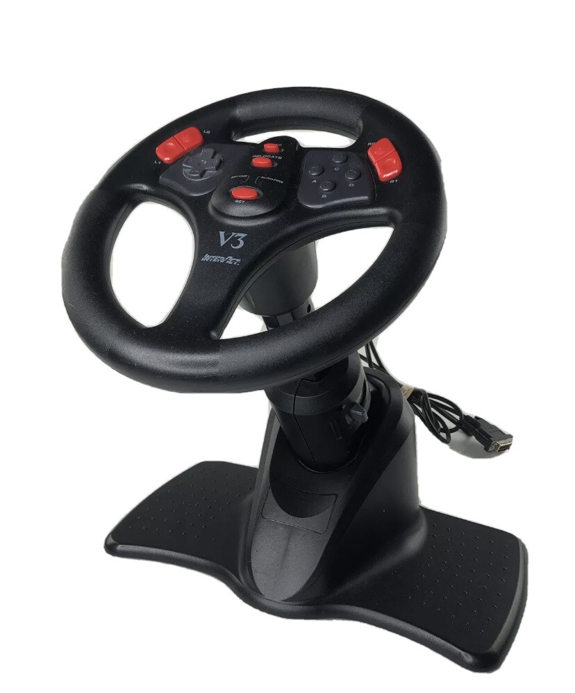 Playstation PS1 PS2 V3 fx INTERACT Racing Steering Wheel SV-1119