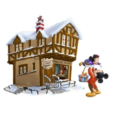 Bradford Exchange Disney Christmas Carol Village Scrooges Counting House &Mickey