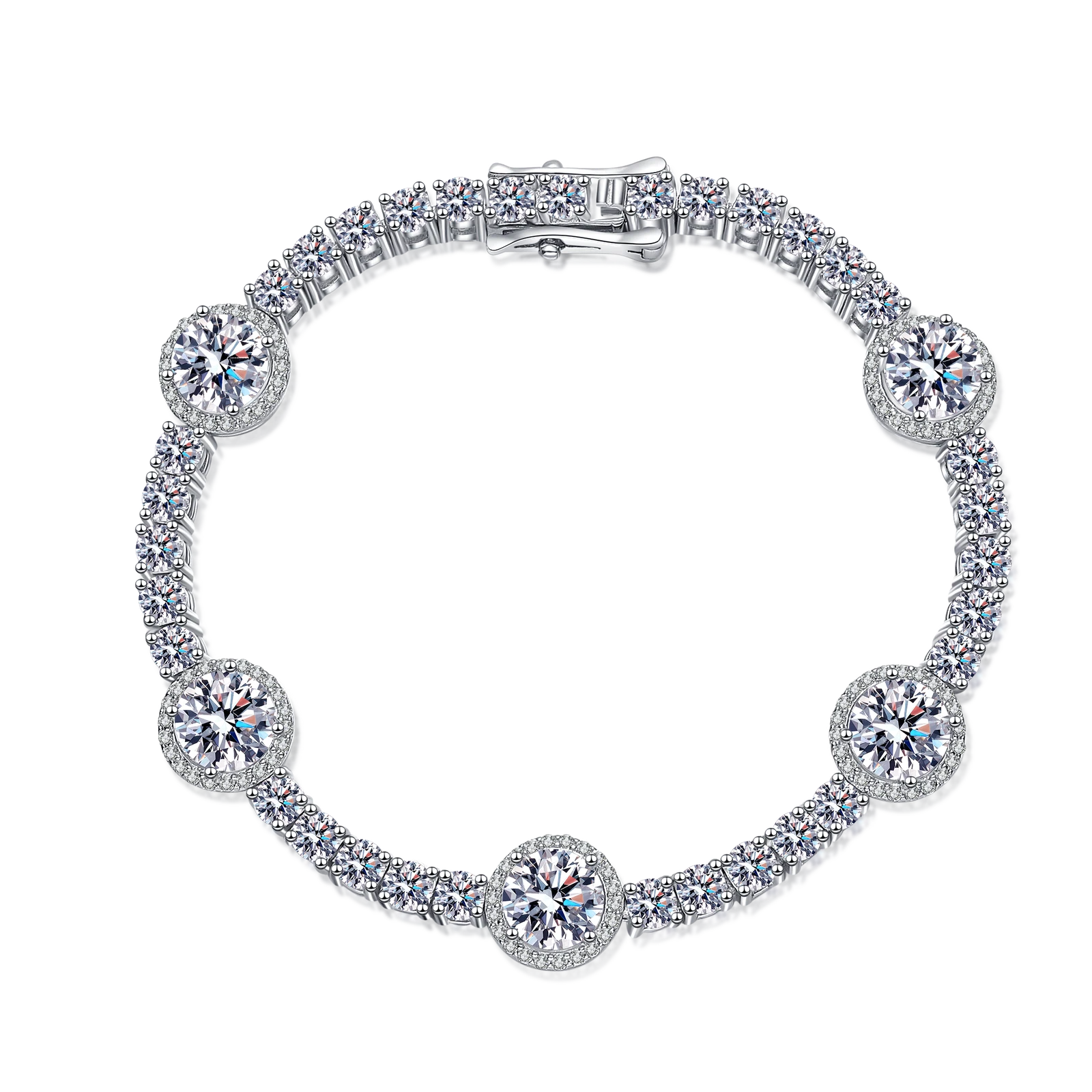 VALENTINO Bracciale Tennis Donna Argento Sterling 925 6 5mm 3mm Taglio Tondo Moissanite