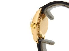 Lady Rolex Solid 18K Yellow Gold Datejust Watch Leather Band Champagne Dial 6917 3