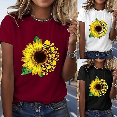 Leisure Time Short Sleeve Printing Sunflower Round Neck Jacket | eBay