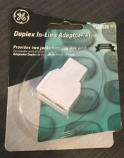 GE Duplex In-Line Adapter - Splits 1 Jack Into 2 - White 26570 General Electric