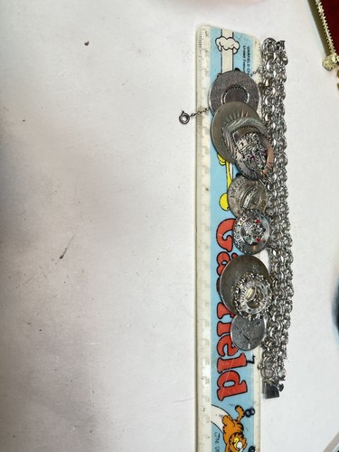 Huge Vintage Full Wide Sterling Charm Bracelet Elco Mid Century - Picture 3 of 8
