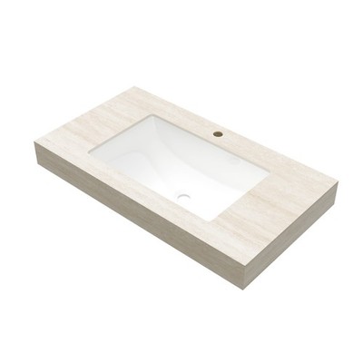 36'' Roma Travertine-Pattern Sintered Stone Countertop and Undermount Ceramic B