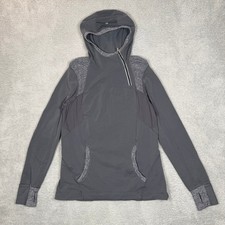 Lululemon Gray Asymmetrical Zip Pullover Hoodie Thumbholes Women Size 12